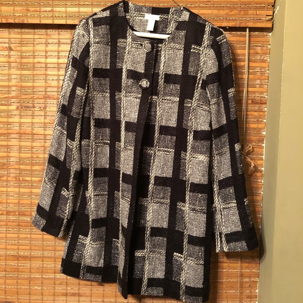 Black and white patterned Chico’s jacket